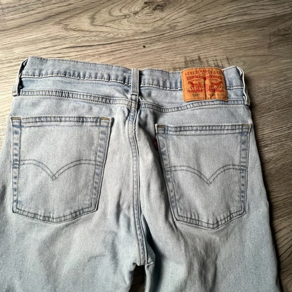Levi's 510 Skinny Jeans Mens‎ 31x29 Light Wash Blue Denim Stretch Tapered Pants